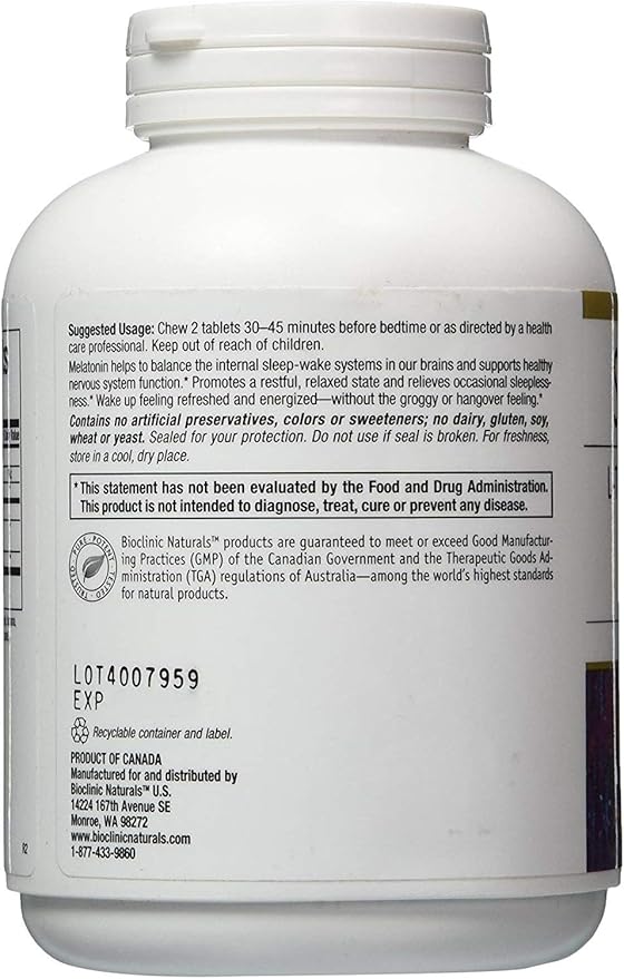 Bioclinic Naturals Somno-Pro L-Theanine - 5-HTP - Melatonin Tropical Breeze 90 Chewable Tablets