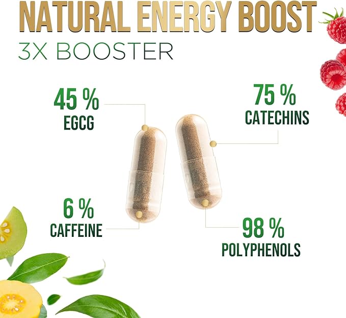 Green Tea Extract Pills - 98% Standardized EGCG 1300mg 3X Strength for Natural Energy - Supports Heart & Antioxidant Health Herbal & Immune Support Supplement Polyphenols & Catechins - 120 Capsules