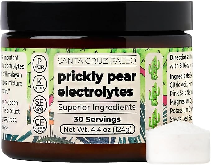 Santa Cruz Paleo Electrolyte Powder Prickly Pear with Himalayan & Sea Salt, Magnesium, Potassium, Sugar-Free, 30 Servings