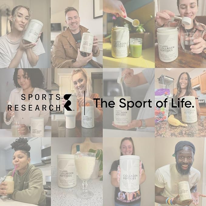 Sports Research Marine Collagen Peptides Powder - Sourced from Wild-Caught Fish, Pescatarian Friendly, Keto Certified & Non-GMO Verified - Easy to Mix in Water or Juice! (34 Servings)