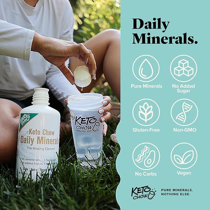 Keto Chow - Daily Minerals Drops - Promotes Electrolyte Balance - Copper, Magnesium, Chromium, Zinc, Boron, & Selenium - Zero Sugar - Keto Friendly - Gluten Free - Vegan - Non GMO - Travel Size - 2 oz