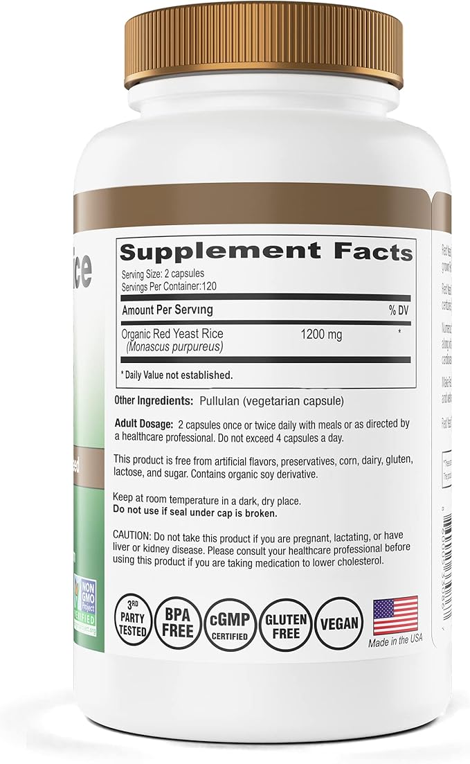 600 mg of Organic Red Yeast Rice - IP6 International - 240 Veg Caps