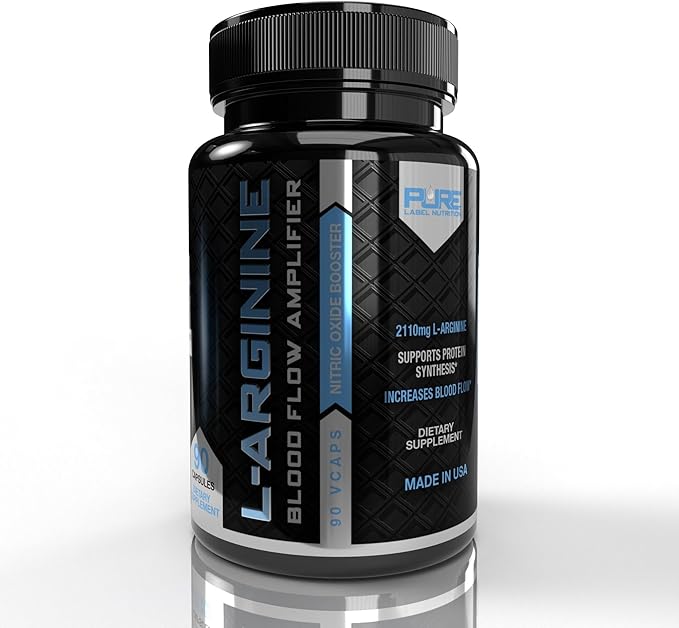 L Arginine Capsules, Nitric Oxide Booster, Amino Acid Supplement for Men and Women, Helps Build Muscle & Strength and Boost Energy, Blood Flow Support - 180 caps