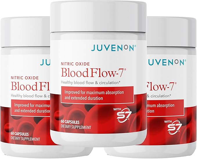 Juvenon BloodFlow-7 Nitric Oxide Supplement with Nitrosigine 180 Count (Pack of 3)