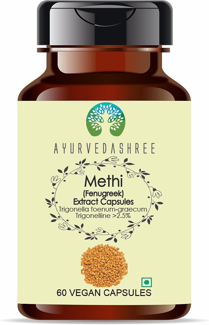 Fenugreek Seed Extract 500mg - 60 Vegetarian Capsules|Methi Seed Extract | Trigonella Foenum| All Natural | 100% Vegan | Gluten-Free | GMP Certified