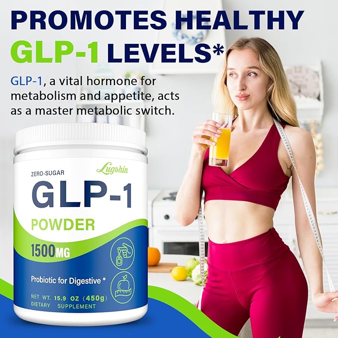 GLP-1 Supplement, GLP1 Supplements Women Naturally Gut GLP 1 Powder 1500MG Boosting Prebiotic Mix with Akkermansia Muciniphila Probiotic & High Fiber for Digestion, Energy, Overall Health, No Fillers