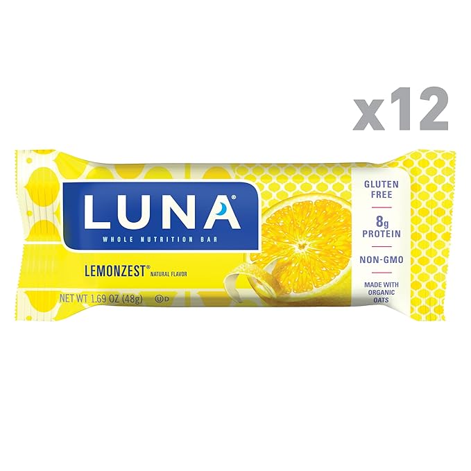 Clif Bar Luna Minis Energy Bar - Box of 12 1.69oz (48g) Bars (Lemon Zest)