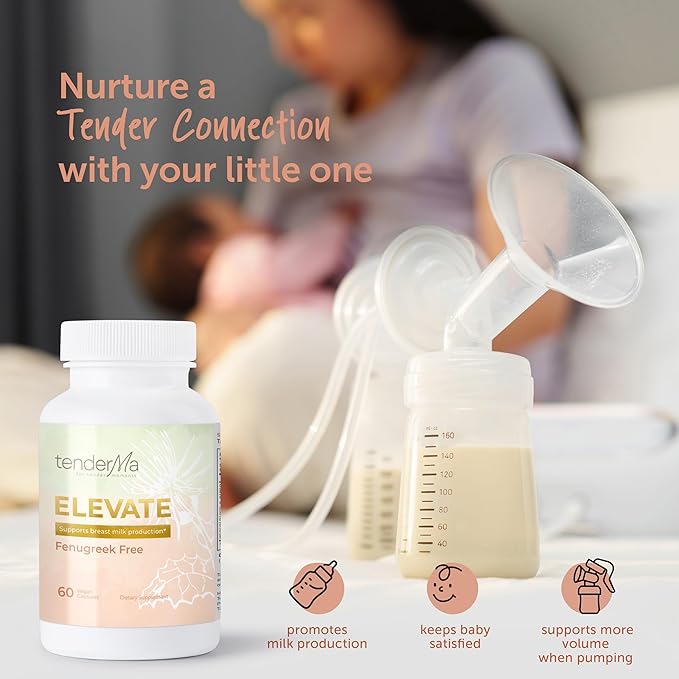 Elevate Fenugreek Free Lactation Support Supplement – Supports Breastfeeding Wellness with Organic Goat’s Rue, Lion’s Mane, Blessed Thistle & Brewer’s Yeast – 60 Capsules