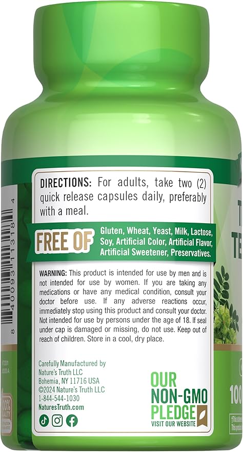 Nature's Truth Tribulus Terrestris for Men | 1000mg | Capsules | Non-GMO & Gluten Free Supplement