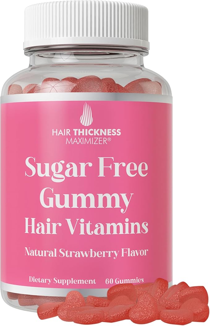 Plant-Based Sugar Free Hair Skin and Nails Gummy Vitamins. Delicious Gummies for Women and Men. with Biotin & Zinc for Healthier, Fuller-Looking Hair, Skin, and Nails. Strawberry-Flavored, Vegetarian