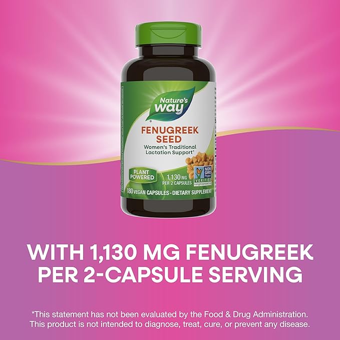 Nature's Way Fenugreek Seed, Traditional Lactation/Breastfeeding Support*, Non-GMO Project Verified, Vegan, 180 Capsules