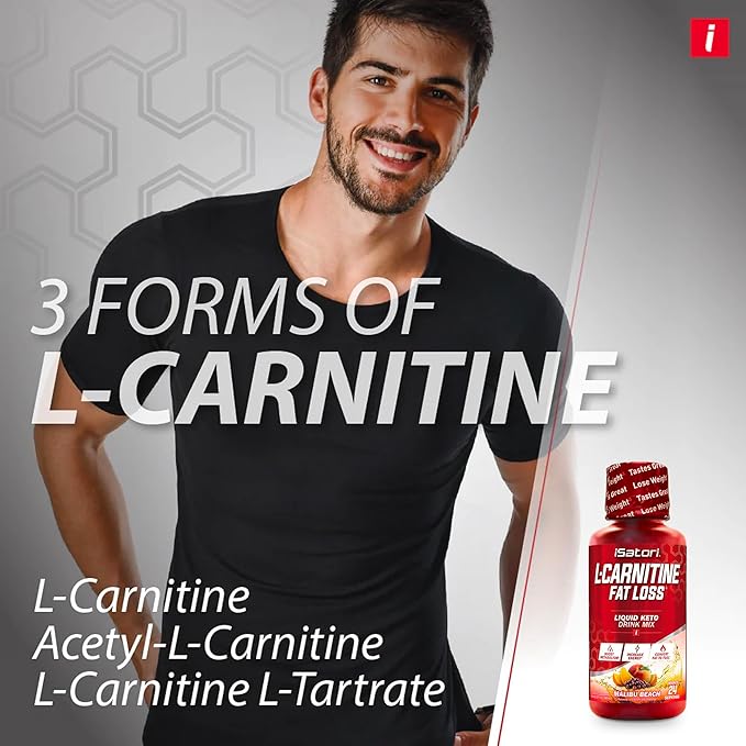 iSatori L-Carnitine 1500, Triple-Blend Liquid L Carnitine Supplement, with Acetyl & Tartrate, Stimulant Free Energy, No Calories, Sugar or Gluten, Keto-Friendly, Malibu Beach Flavor (24 Servings)
