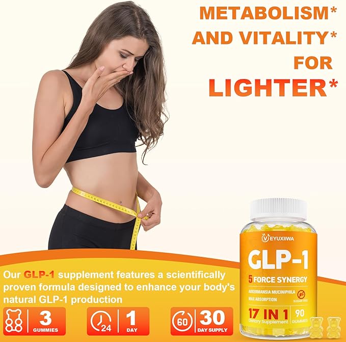 GLP-1 Supplement Berberine, GLP 1 Probiotic Gummies for Women and Men| Activates GLP-1 & AMPK| with Akkermansia Probiotic, Natural Berberine for Digestion & Gut, Energy, Sugar/Gluten Free - 90 Gummies