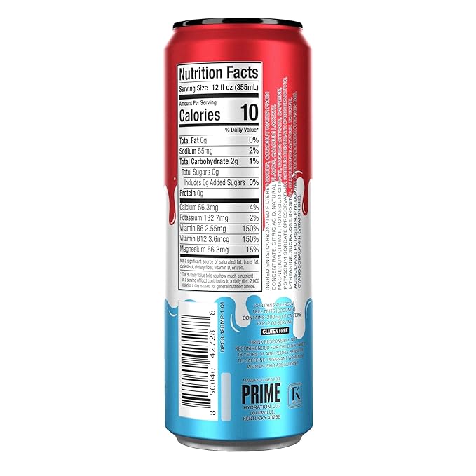 PRIME Energy ICE POP | Zero Sugar Energy Drink | Preworkout Energy | 200mg Caffeine with 355mg of Electrolytes and Coconut Water for Hydration| Vegan | Gluten Free |12 Fluid Ounce | 24 Pack