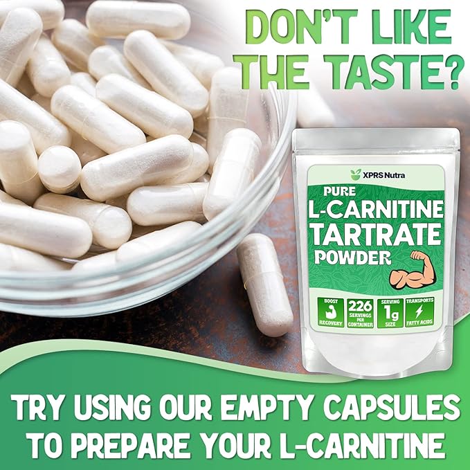XPRS Nutra L Carnitine L Tartrate Powder - Premium Pure L Carnitine Tartrate - L-Carnitine Powder - Vegan Friendly Bulk L Carnitine Powder - Amino Acid L Carnitine Supplement (16 Ounce)