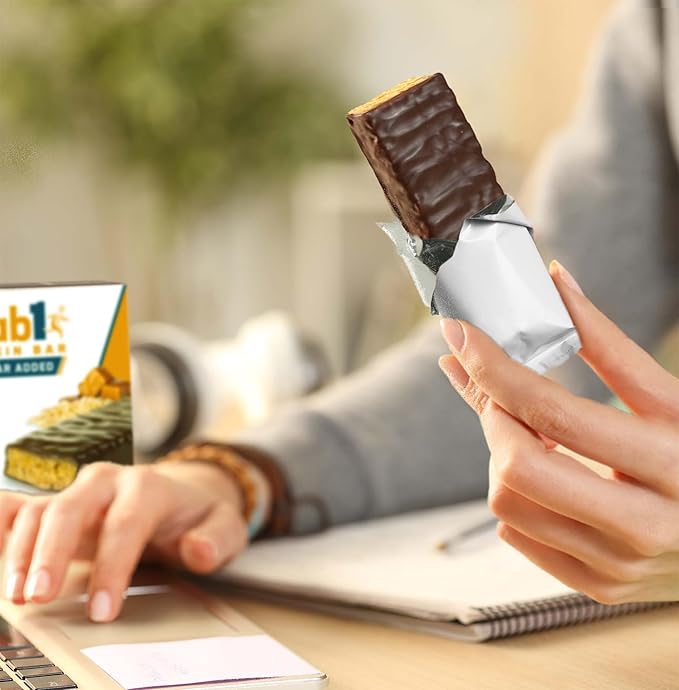 Grab1 Sugar Free Protein Bars, Caramel Crunch (3 Pack- 12 Bars) | Delicious and Nutritious | Low Calorie | Only 1g Sugar