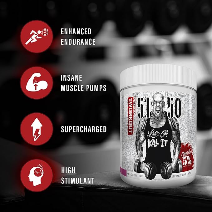 5% Nutrition Rich Piana 5150 High Stim Pre-Workout Powder | Extreme Energy, Focus, Pumps & Endurance | 400 mg Caffeine, Citrulline, Beta Alanine, N-Acetyl L-Tyrosine | 30 Srvgs (Green Apple)