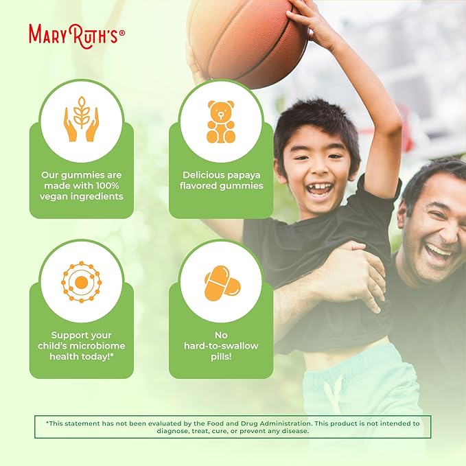 MaryRuth's Fiber Gummies for Kids | 2 Month Supply | Sugar Free | Soluble Fiber Supplement | Gut Health & Digestion Support | 3g Fiber per Gummy | Vegan | 60 Count