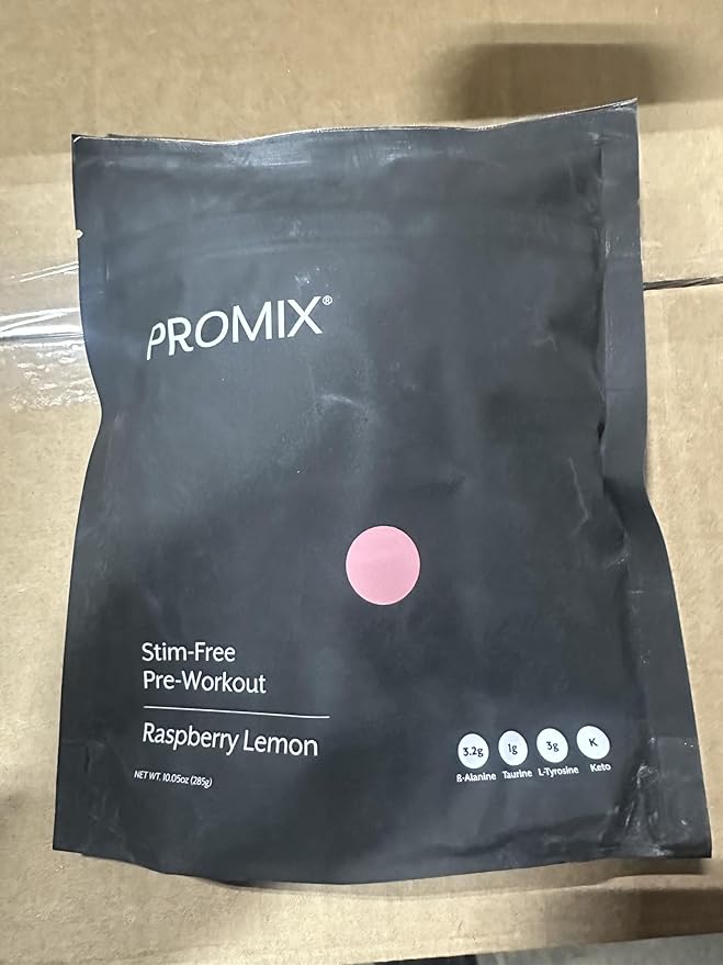 Promix Stim-Free Pre-Workout Powder, Raspberry Lemon - 30 Servings, 274g - Maximize Focus, Energy & Performance - Vitamin B12, Taurine, Beta-Alanine & L-Tyrosine - Free of Gluten, Dairy & Caffeine