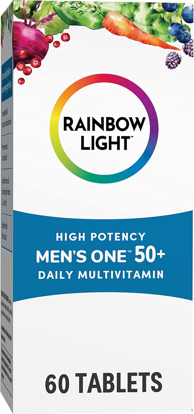 Rainbow Light Multivitamin for Men 50+, Vitamin C, D & Zinc, Probiotics, Men's One 50+ Multivitamin Provides High Potency Immune Support, Non-GMO, Vegetarian, 60 Tablets