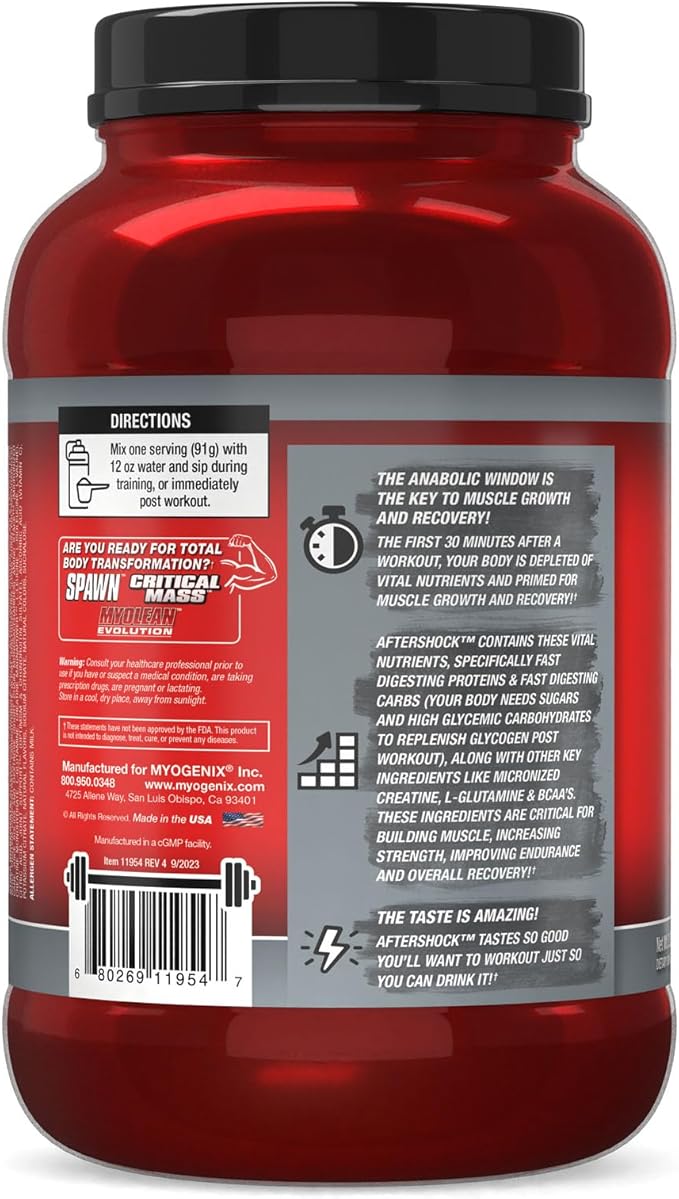 MYOGENIX Aftershock Post Workout, Muscle Growth Whey Protein Powder | Wildberry Blast 3 LBS