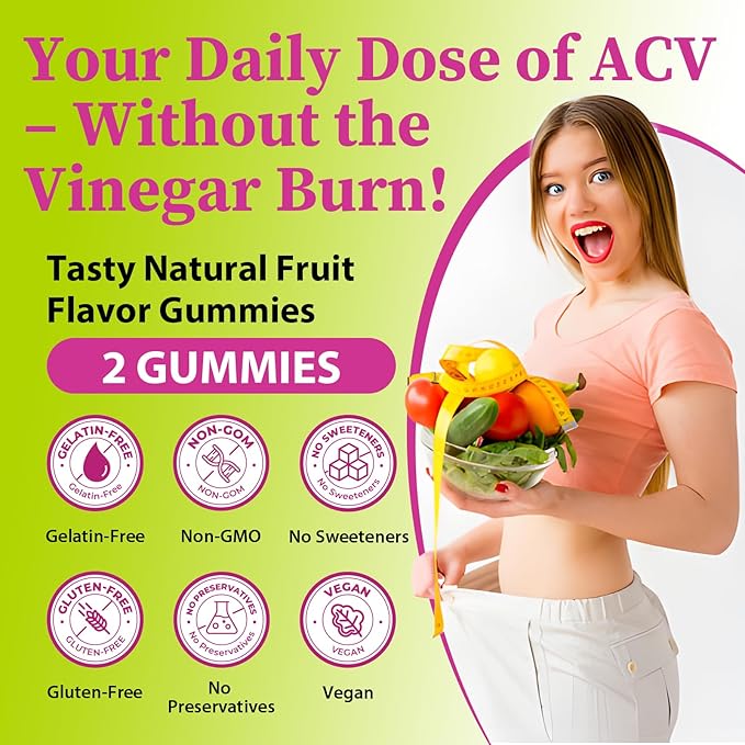 Apple Cider Vinegar Gummies, Keto ACV Gummies for Women and Men, Apple Cider Vinegar Supplement with Green Tea Extract, Probiotic for Detox Cleanse, Metabolism, Energy & Digestive Health, 120 Counts