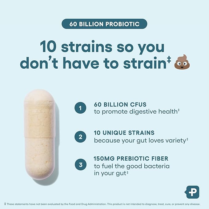 Physician's Choice Probiotics 60 Billion CFU - 10 Strains + Organic Prebiotics - Immune, Digestive & Gut Health - Supports Occasional Constipation, Diarrhea, Gas & Bloating - for Women & Men - 30ct