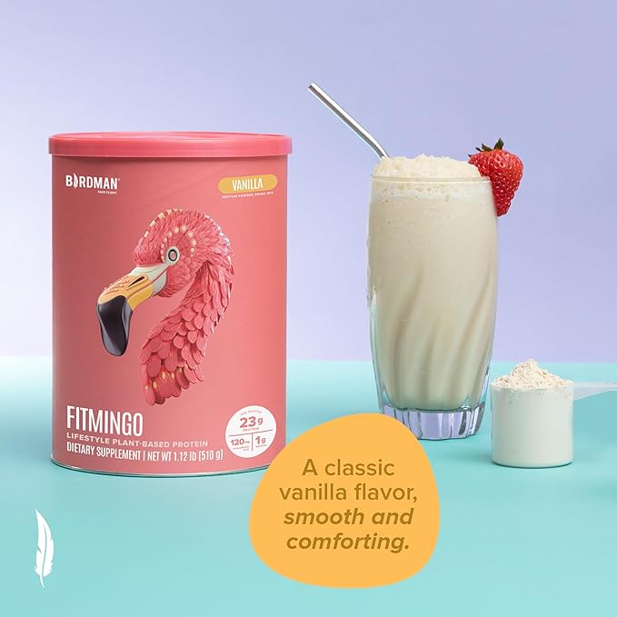 Fitmingo Vegan Protein Powder with Inositol, Collagen Boosters, Hyaluronic Acid and Vitamins | Low Carb, Dairy Free, Low Calorie | 23g Plant Based Vanilla Protein Powder with Myo-Inositol