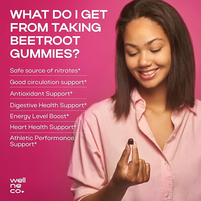 Beet Chews for High Blood Pressure - Beet Root Gummies with Tart Cherry - Nitric Oxide Supplements for Energy, Cardio Health - Vegan, No GMO, Pectin Based - for Women and Men