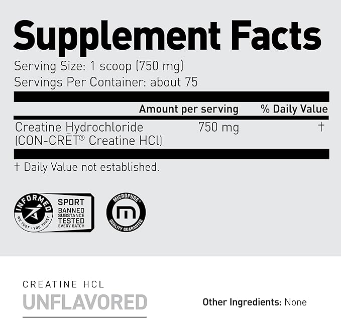 Kaged Creatine HCl Powder, Unflavored, Muscle Building and Recovery Supplement, Patented Formula, Highly Soluble Powder, 75 Servings