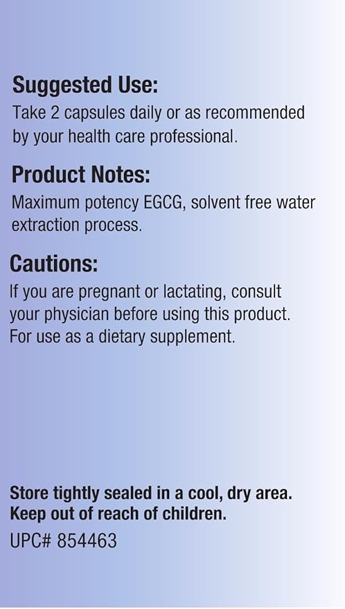 EGCG Green Tea Extract 90 Capsules 670mg Extract Per Capsule Standardized to 98%+Polyphenols 60% EgCG Very Low Caffeine
