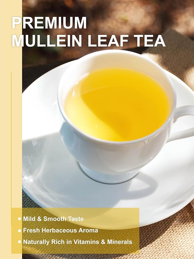 TeeLux Mullein Leaf Tea Bags, 3g/Bag, 30 Count, Natural Mullein Leaves, Caffeine Free, Biodegradable Corn Fiber Pyramid Tea Bags