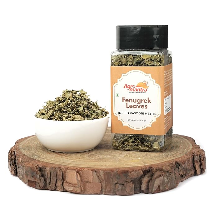 Agro Mantra natural and organic Fenugreek Leaves (Dried Kasoori Methi) 0.6 oz (17g) All Natural, Salt-Free, Vegan, No Colors, Gluten Free, NON-GMO, Indian geotag product