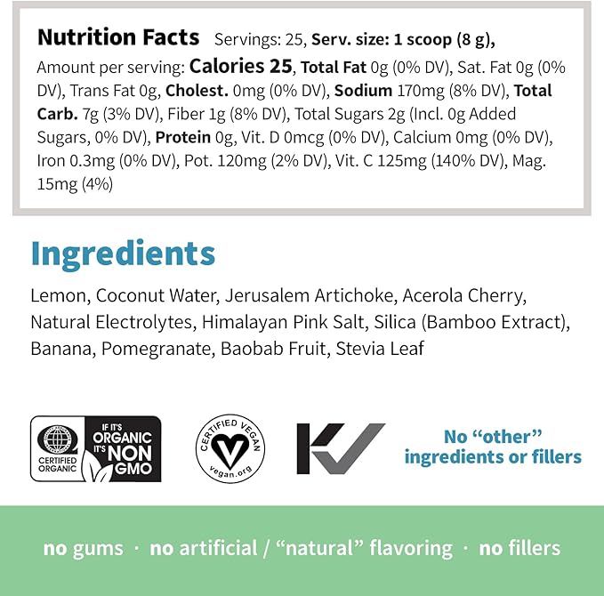 Sprout Living, Colorfuel Hydration Powder Drink Mix, Organic Superfoods + Adaptogens | Hydration Support & Recovery, Electrolytes, Himalayan Pink Salt, Coconut Water, Lemon Citrus Flavor (25 servings)