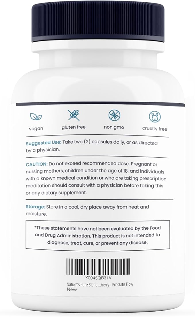 Nature’s Pure Blend Prostate Flow – Prostate Health Supplements for Men with Saw Palmetto, Herbal Complex and Essential Nutrients – Support for Flow, Balance, Hair Strength, and Wellness – 90 Capsules