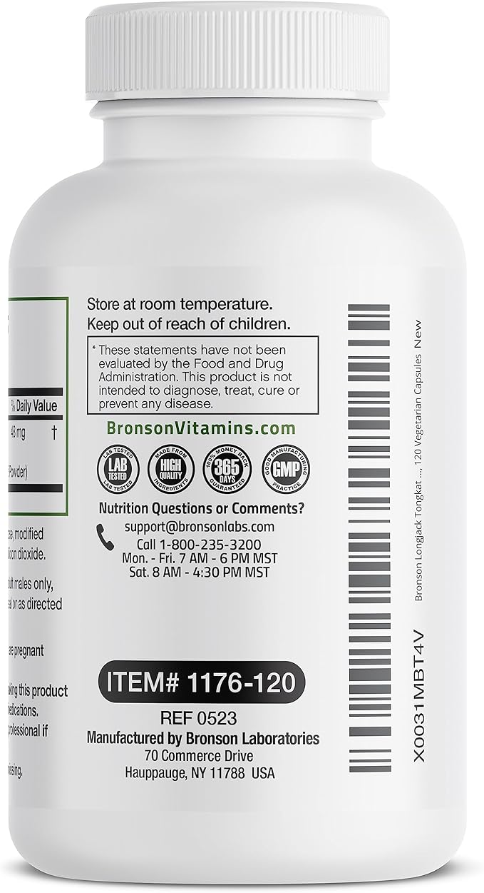 Bronson Longjack Tongkat Ali Extra Strength, 120 Vegetarian Capsules