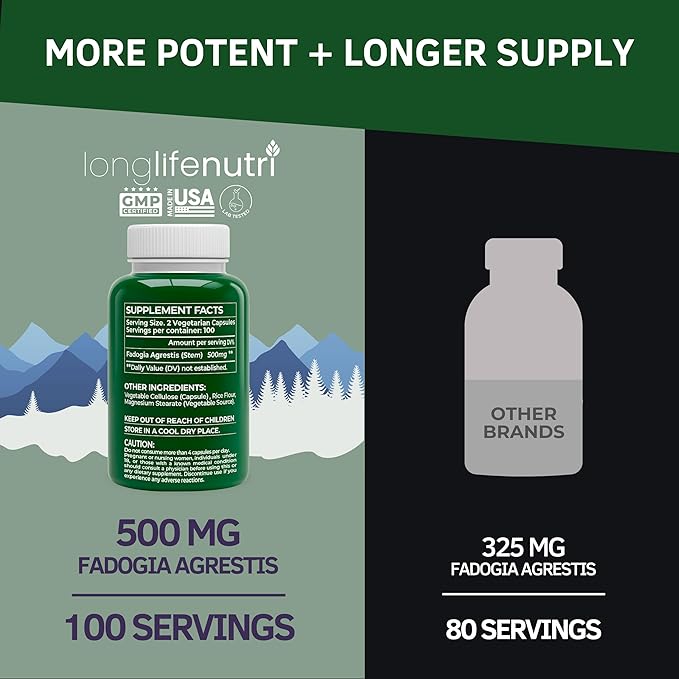 Fadogia Agrestis 500mg – 200 Vegetarian Capsules | 10:1 Stem Extract | Natural Libido Booster for Men | Supports Vitality & Performance | Tongkat Ali Fadogia Agrestis Stack | Made in USA-GMP Certified