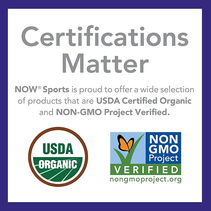 NOW Foods Sports Nutrition, Certified Organic Pea Protein 15 Grams, Unflavored Powder, 1.5-Pound