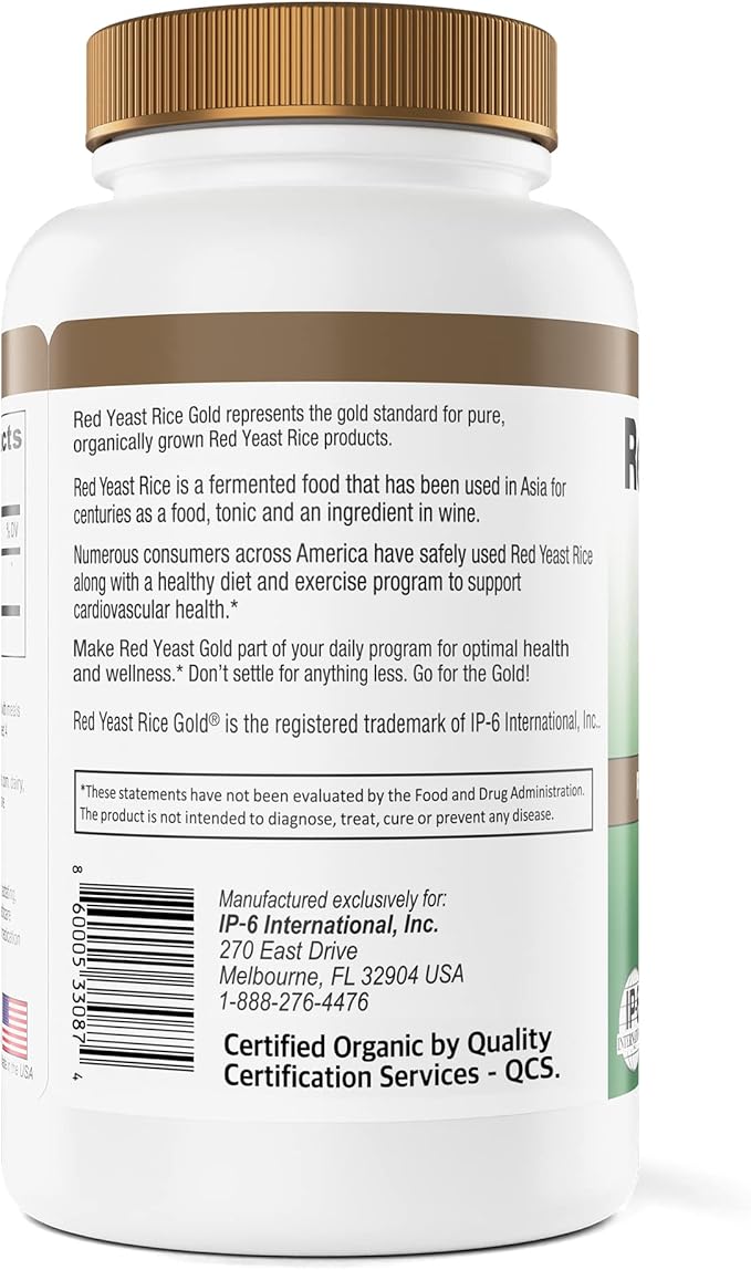 600 mg of Organic Red Yeast Rice - IP6 International - 240 Veg Caps