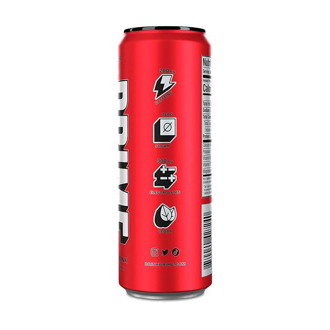 PRIME Energy TROPICAL PUNCH | Zero Sugar Energy Drink | Preworkout Energy | 200mg Caffeine with 355mg of Electrolytes and Coconut Water for Hydration| Vegan | Gluten Free |12 Fluid Ounce | 24 Pack