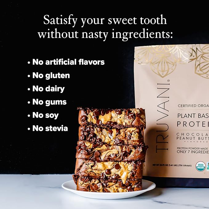 Truvani Vegan Pea Protein Powder | Chocolate Peanut Butter | 20g Organic Plant Based Protein | 10 Servings | Keto | Gluten & Dairy Free | Low Carb | No Added Sugar