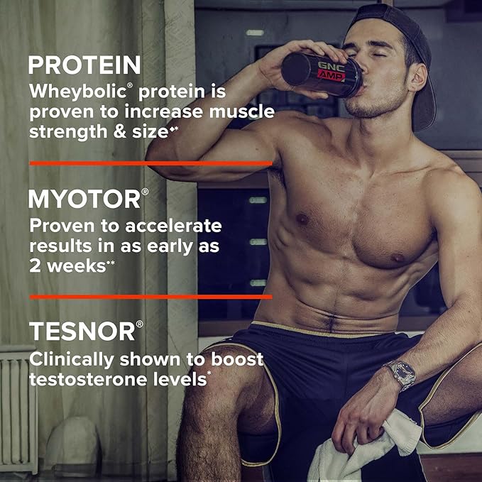 GNC AMP Wheybolic Alpha Clinically Proven Protein Powder, Increases Muscle Strength, Size & Power, Boost Testosterone Levels, 40g Protein, 6.2g Leucine, 15g EAAs, Creatine, Classic Vanilla, 22 SVG