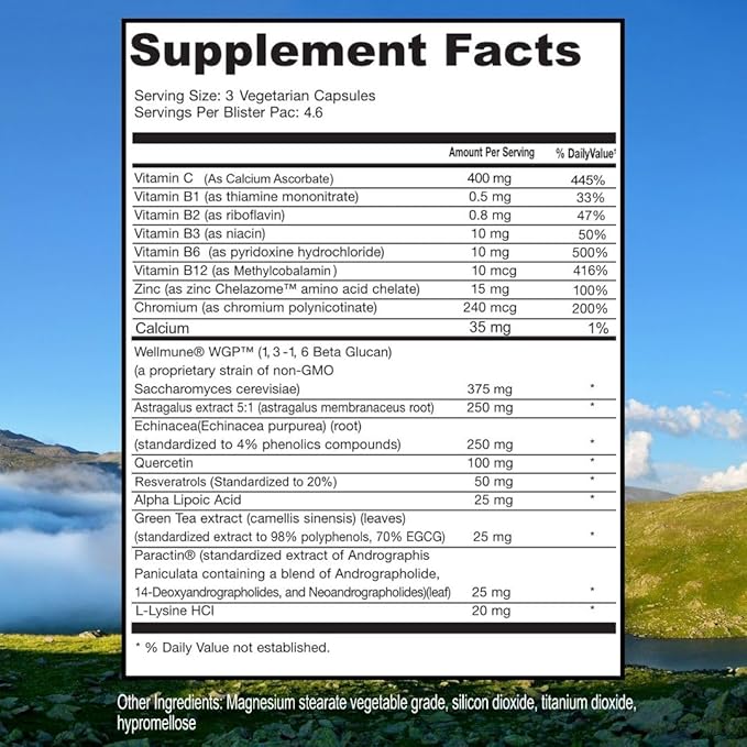 ScimeraMD® Scimune Immune Support Vitamin Supplement with Zinc, Quercetin, Vitamin C, Echinacea, and Wellmune®, 14 CT