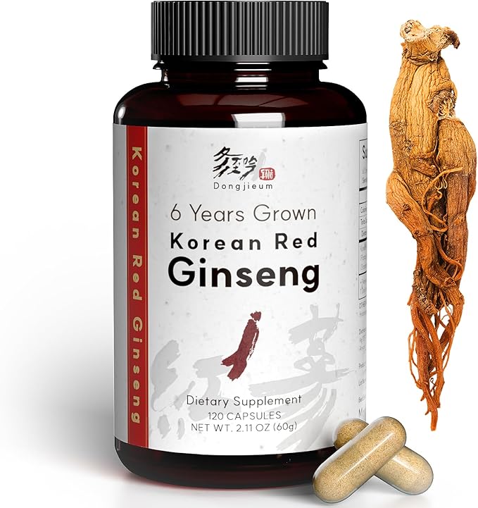 Korean Red Ginseng (6-Year Root) (Enhanced Ginsenoside) 120 Vegan Capsules