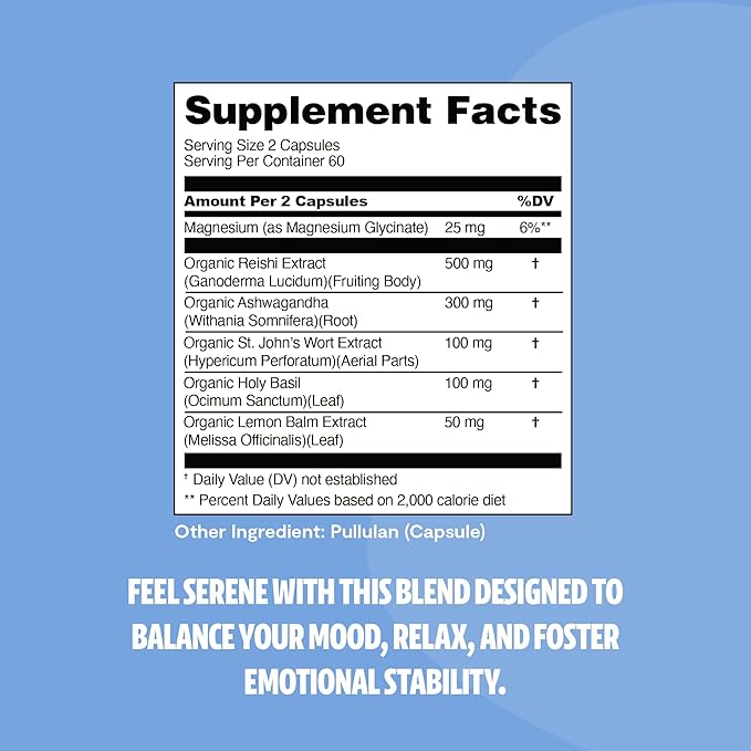 FreshCap Calm Gummies for Adults - Calm w/Reishi, Ashwagandha, St. John’s Wort, Lemon Balm, Magnesium - Balance, Relaxation & Emotional Stability -Ayurveda Daily Mushroom Supplement, Vegan - 60 Count