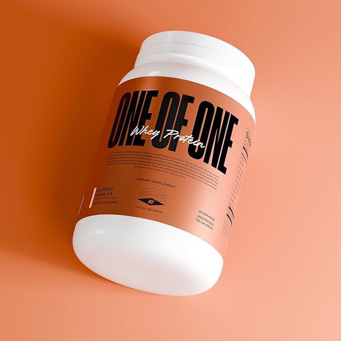 ONE of ONE Whey Protein Powder – 25g Whey Protein Concentrate with Digestive Enzymes, Gluten Free, Low Carb, Post-Workout Recovery – Classic Vanilla Flavor, 2lb