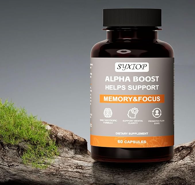 Alpha Boost Swallowable 60 Small Capsules Vitamin B6 L-Tyrosine L-Theanine Phosphatidylserine L-Alpha glycerylphosphorylcholine L-Leucine Enhance Brain Enhance Concentration Enhance Memory