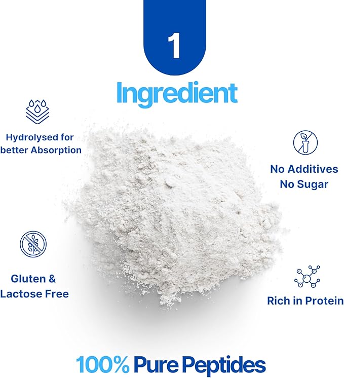 Hydrolyzed Collagen Peptides Powder, Grass Fed, High Protein, Unflavored, Gluten-Free, Paleo & Keto Friendly, 10g per Serving (1kg) Supports Skin, Hair, Nails, Joints, & Bones