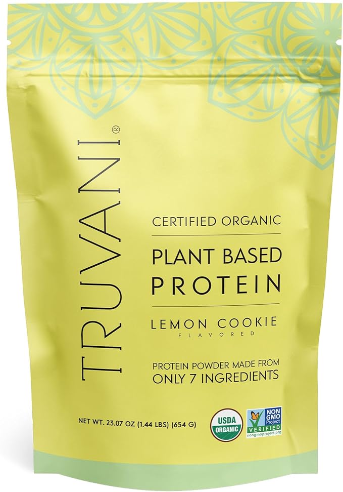 Truvani Vegan Pea Protein Powder | Lemon Cookie | 20g Organic Plant Based Protein | 20 Servings | Keto | Gluten & Dairy Free | Low Carb | No Added Sugar