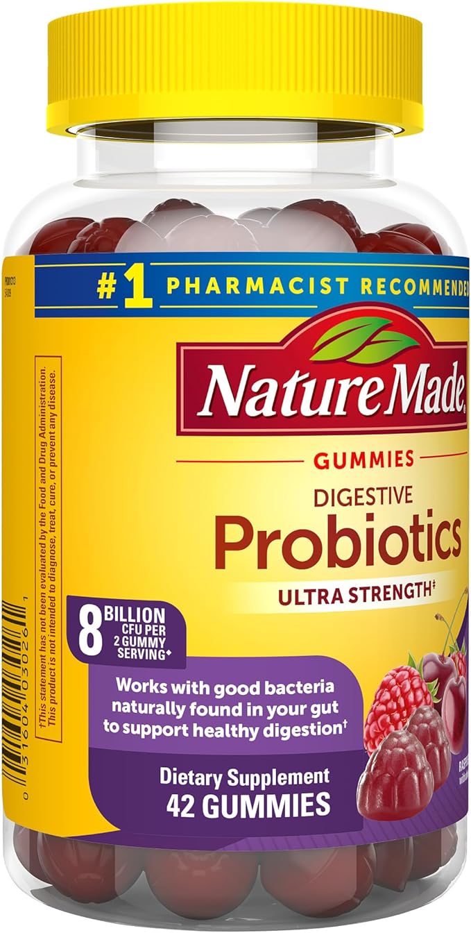 Nature Made Ultra Strength Digestive Probiotics, Probiotics for Women and Men, 42 Probiotic Gummies, 21 Day Supply